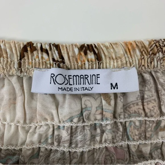 Rosemarine Maxi Tiered Skirt Paisley Italy Size Medium Brown Beige Boho Romantic - Picture 8 of 11